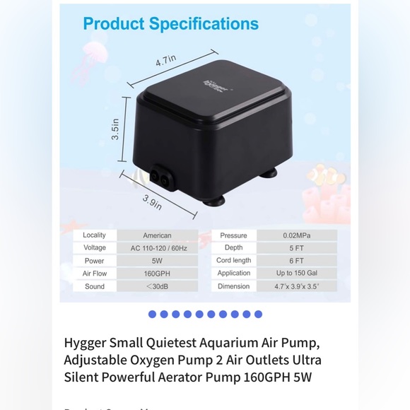 Hygger air pump for Aquariums and hygger air stone - Picture 5 of 10